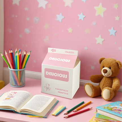 50 PCS Milk Carton Shaped Pastry Box for Bread Croissant Soufflé Cake Food-Safe