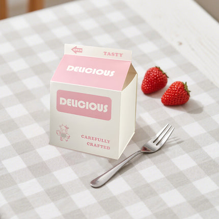 50 PCS Milk Carton Shaped Pastry Box for Bread Croissant Soufflé Cake Food-Safe