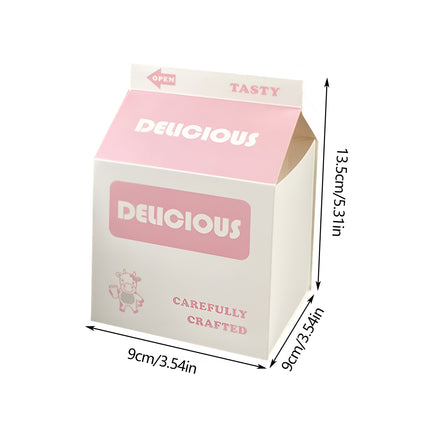 50 PCS Milk Carton Shaped Pastry Box for Bread Croissant Soufflé Cake Food-Safe