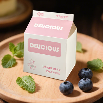 50 PCS Milk Carton Shaped Pastry Box for Bread Croissant Soufflé Cake Food-Safe