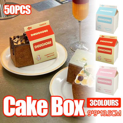 50 PCS Milk Carton Shaped Pastry Box for Bread Croissant Soufflé Cake Food-Safe