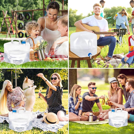 3PCS Collapsible Water Container With Spigot Folding Storage Carrier Camping
