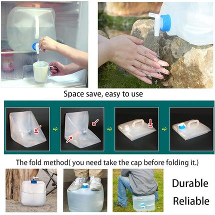 3PCS Collapsible Water Container With Spigot Folding Storage Carrier Camping