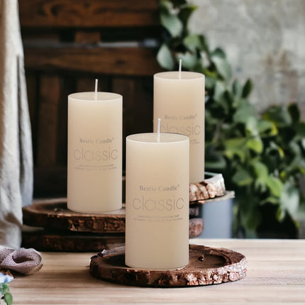 12pcs White Cylindrical Pillar Candles For Wedding Decor Long Burning Unscented