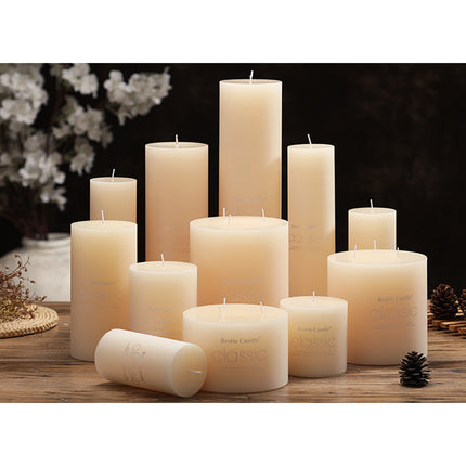 12pcs White Cylindrical Pillar Candles For Wedding Decor Long Burning Unscented