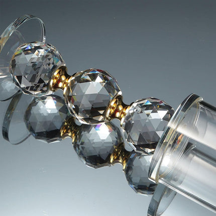 3pcs Tall Glass Candlestick Ornaments Crystal Sphere Metal Accent Candle Cups
