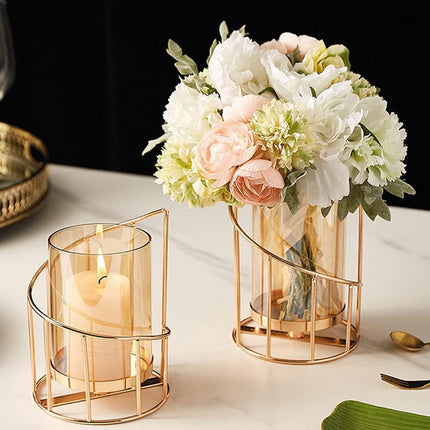 Wrought Iron Candle Holder Romantic Candlestick Ornament Dinner Table Decor Prop
