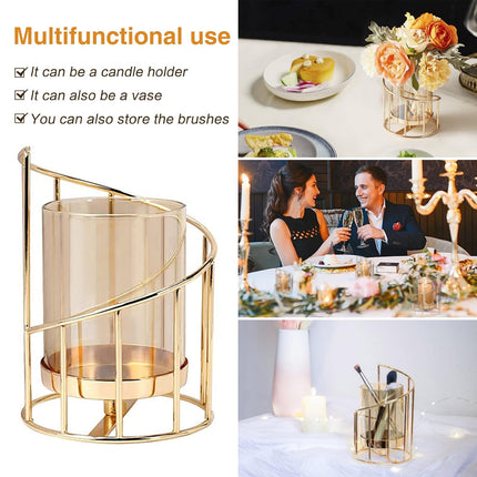 Wrought Iron Candle Holder Romantic Candlestick Ornament Dinner Table Decor Prop