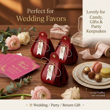 Wedding Candy Favor Bags 10 Pack Velvet Style 3 Colours