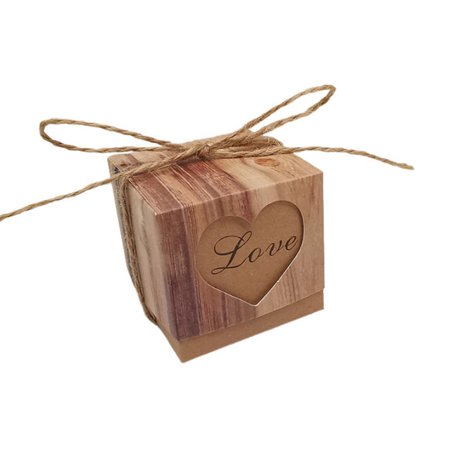 50PCS Candy Box Kraft Paper Heart Shaped Pattern for Wedding Birthday Packaging