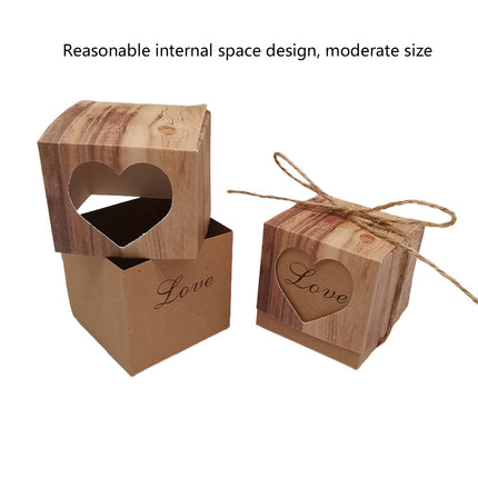 50PCS Candy Box Kraft Paper Heart Shaped Pattern for Wedding Birthday Packaging