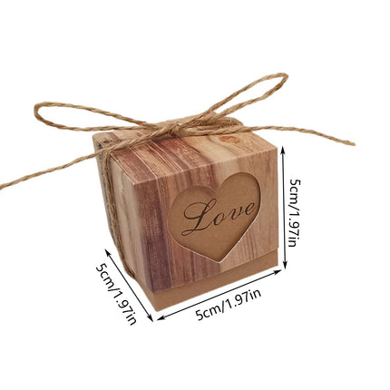 50PCS Candy Box Kraft Paper Heart Shaped Pattern for Wedding Birthday Packaging