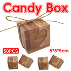 50PCS Candy Box Kraft Paper Heart Shaped Pattern for Wedding Birthday Packaging