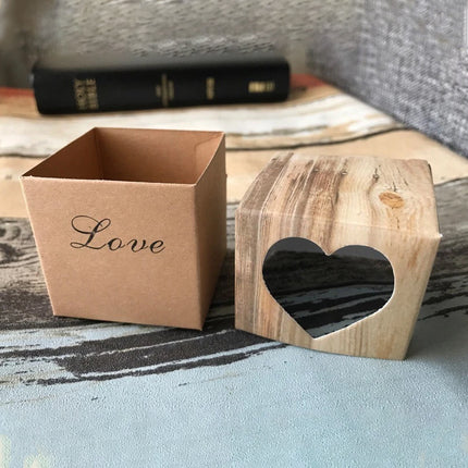 50PCS Candy Box Kraft Paper Heart Shaped Pattern for Wedding Birthday Packaging