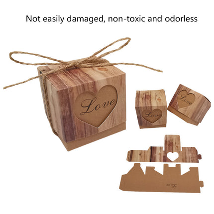 50PCS Candy Box Kraft Paper Heart Shaped Pattern for Wedding Birthday Packaging