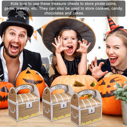 Pirate Treasure Chest Candy Favour Boxes with Handle 50 Pack for Parties