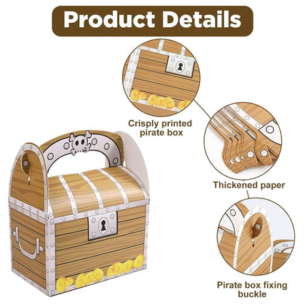 Pirate Treasure Chest Candy Favour Boxes with Handle 50 Pack for Parties
