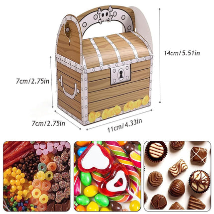 Pirate Treasure Chest Candy Favour Boxes with Handle 50 Pack for Parties