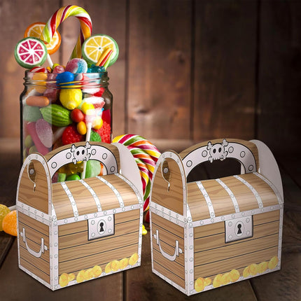 Pirate Treasure Chest Candy Favour Boxes with Handle 50 Pack for Parties