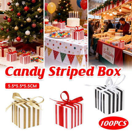 100Pcs Square Favour Boxes with Ribbon Wedding Birthday Party Decorative Gift Box