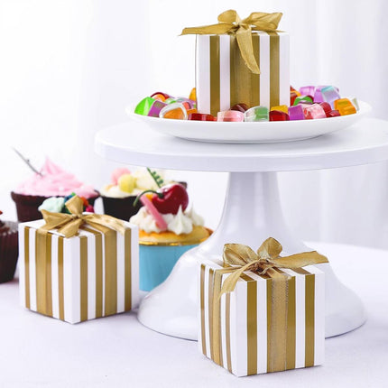100Pcs Square Favour Boxes with Ribbon Wedding Birthday Party Decorative Gift Box