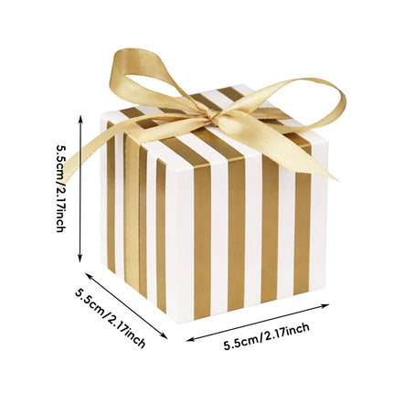 100Pcs Square Favour Boxes with Ribbon Wedding Birthday Party Decorative Gift Box