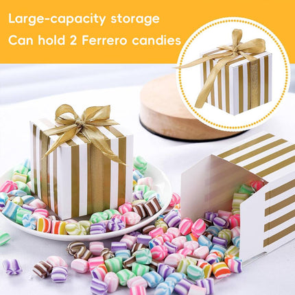 100Pcs Square Favour Boxes with Ribbon Wedding Birthday Party Decorative Gift Box