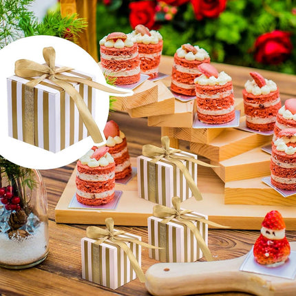 100Pcs Square Favour Boxes with Ribbon Wedding Birthday Party Decorative Gift Box
