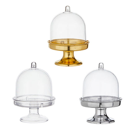 Set of 24 Mini Dessert Display Stands with Dome Cover Cupcake Candy Party Favour