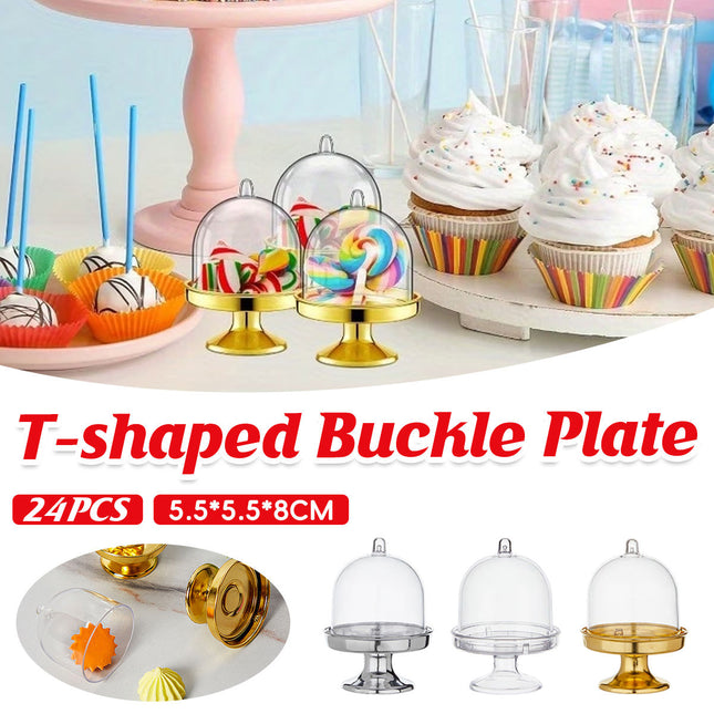Mini Dessert Display Stands Set of 24 with Dome Cover Party Favour Pedestal Cups