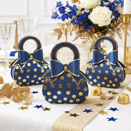 Polka Dot Handbag Candy Boxes 50 Pack 3 Colours