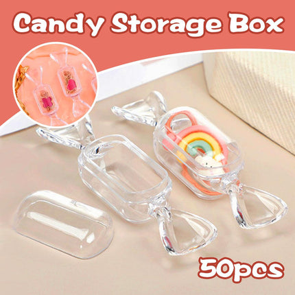 50pcs Mini Candy Box Transparent Jewellery Storage Box Earrings Holder Case