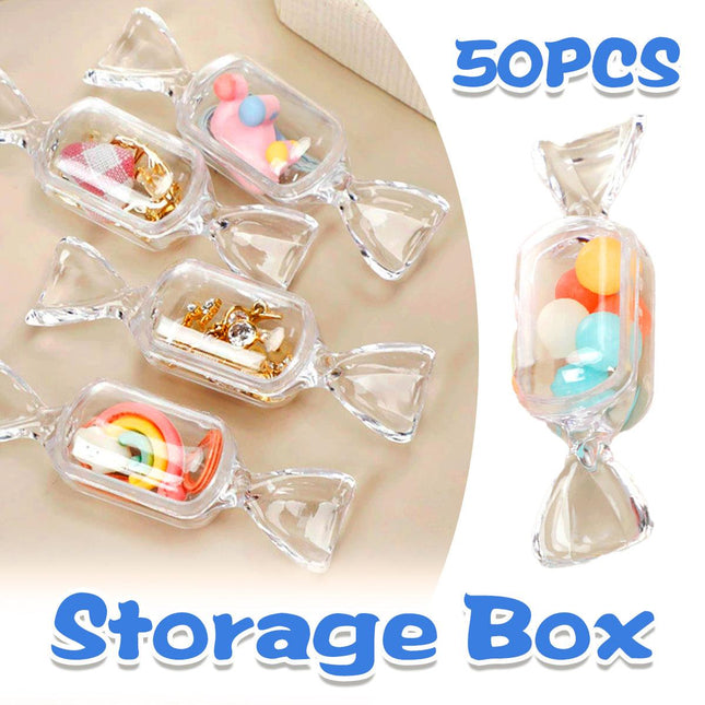 50pcs Mini Candy Box Transparent Jewellery Storage Box Earrings Holder Case