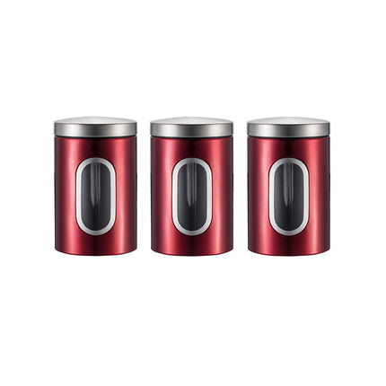 3PCS Stainless Steel Storage Jar with Viewing Window Food Grade for Kitchen Use