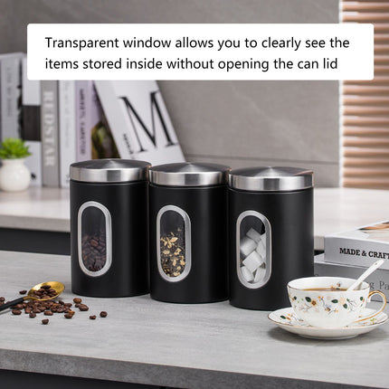 3PCS Stainless Steel Storage Jar with Viewing Window Food Grade for Kitchen Use
