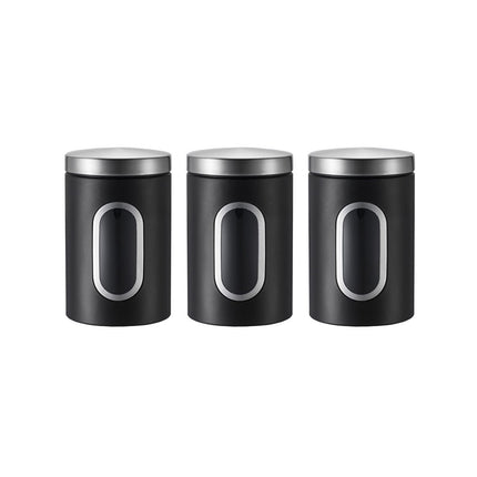 3PCS Stainless Steel Storage Jar with Viewing Window Food Grade for Kitchen Use