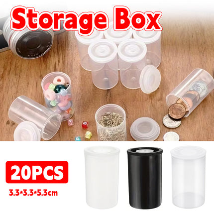 20PCS 35mm Film Canister Storage Tubes Black Plastic 33x53mm