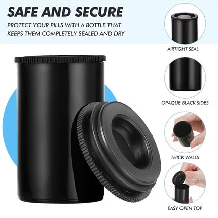 20PCS 35mm Film Canister Storage Tubes Black Plastic 33x53mm