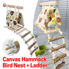Parrot Hammock Tent with Ladder Playground Bird Cage 3 in 1 Canvas Wood Set