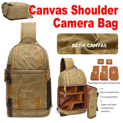 Canvas Shoulder Camera Bag Waterproof Durable for DSLR Mirrorless Cameras Lens