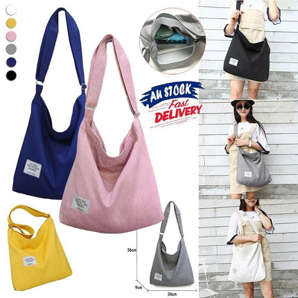 Womens Large Canvas Handbag Ladies Travel Messenger Shoulder Bag Hobo Tote Purse