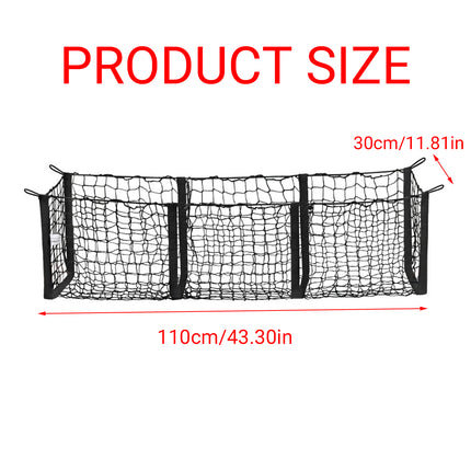 Car Trunk Cargo Net 3 Pocket Boot Storage Mesh SUV Sedan Pickup 110 x 30cm