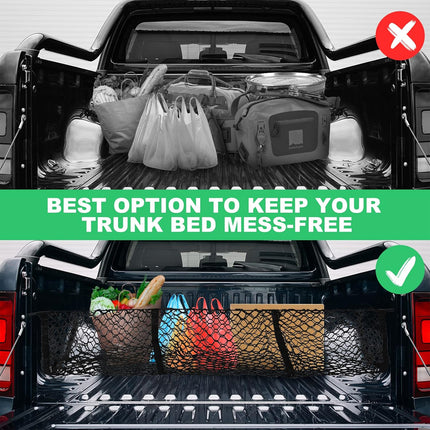 Car Trunk Cargo Net 3 Pocket Boot Storage Mesh SUV Sedan Pickup 110 x 30cm