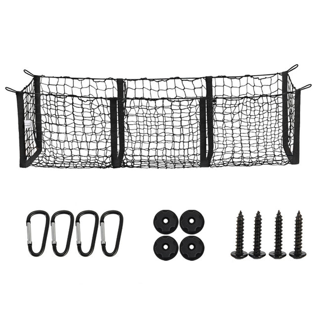 Car Trunk Cargo Net 3 Pocket Boot Storage Mesh SUV Sedan Pickup 110 x 30cm