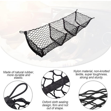Car Trunk Cargo Net 3 Pocket Boot Storage Mesh SUV Sedan Pickup 110 x 30cm