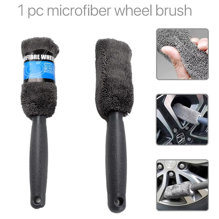 Car Cleaning 9 Piece Set Multi Color Glove Towel Wax Sponge Tire Brush Dust Kit