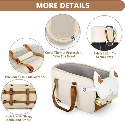 Car Central Console Pet Carrier Cat Dog Bag Breathable Cushion 43 x 25 x 22.5cm
