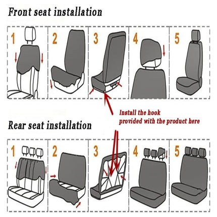 Car Seat Cover Set 9pcs Universal PU Leather Diamond Quilted Black Grey 5 Seat