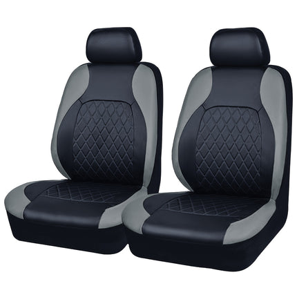 Car Seat Cover Set 9pcs Universal PU Leather Diamond Quilted Black Grey 5 Seat