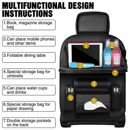 Car Seat Back Storage Bag Hanging Rear Seat Child Folding Dining Table Rack